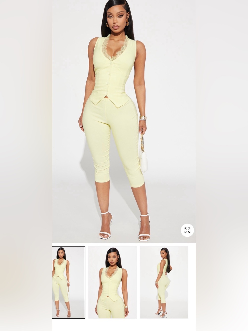 Fashion Nova Pale Yellow Cropped Ponte Capris